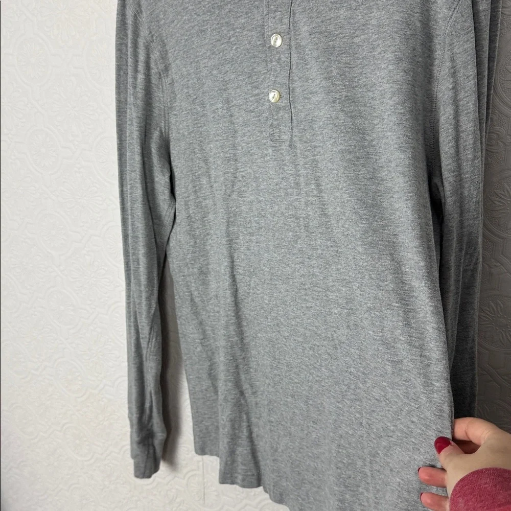 J.Crew‎ Garment Dyed Slub Cotton Henley Shirt Gray Long Sleeve Size Large